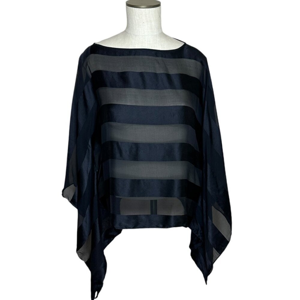 Tanner Womens Silk Blouse Size M/L Black Semi Sheer Formal Evening Glam Top NEW